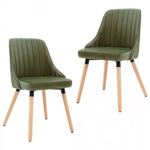 323055  Dining Chairs 2 pcs Light Green Velvet ➤ топ цена ➤ sorbe.bg