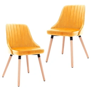 323059  Dining Chairs 2 pcs Yellow Velvet