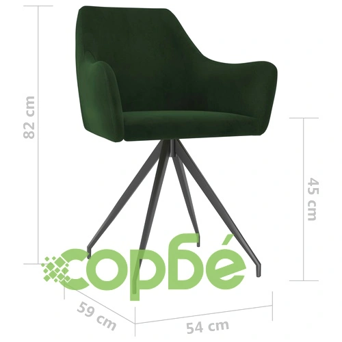 Трапезни столове, 2 бр, тъмнозелени, кадифе ➤ топ цена ➤ sorbe.bg