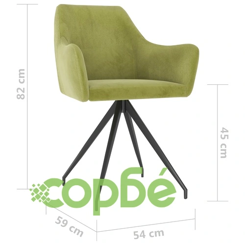 Трапезни столове, 2 бр, светлозелени, кадифе ➤ топ цена ➤ sorbe.bg
