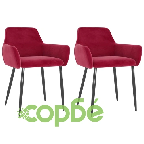 Трапезни столове, 2 бр, виненочервени, кадифе ➤ топ цена ➤ sorbe.bg