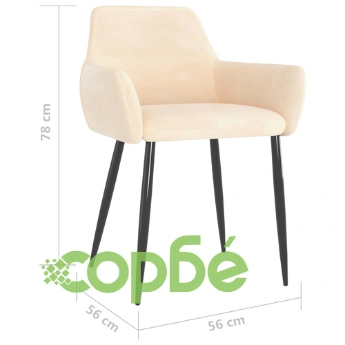 Трапезни столове, 2 бр, кремави, кадифе ➤ топ цена ➤ sorbe.bg