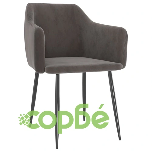 Трапезни столове, 2 бр, тъмносиви, кадифе ➤ топ цена ➤ sorbe.bg