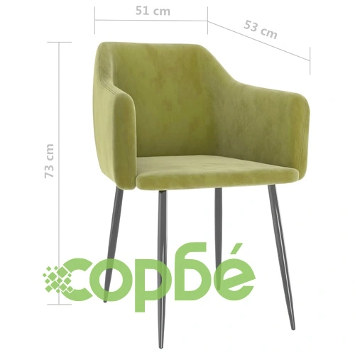 Трапезни столове, 2 бр, светлозелени, кадифе ➤ топ цена ➤ sorbe.bg