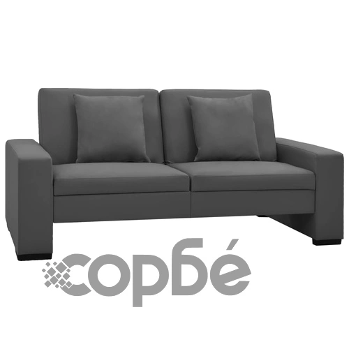 Разтегателен диван, сив, изкуствена кожа ➤ топ цена ➤ sorbe.bg