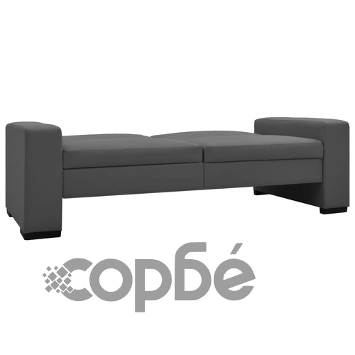 Разтегателен диван, сив, изкуствена кожа ➤ топ цена ➤ sorbe.bg