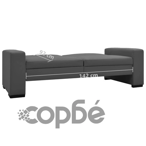 Разтегателен диван, сив, изкуствена кожа ➤ топ цена ➤ sorbe.bg
