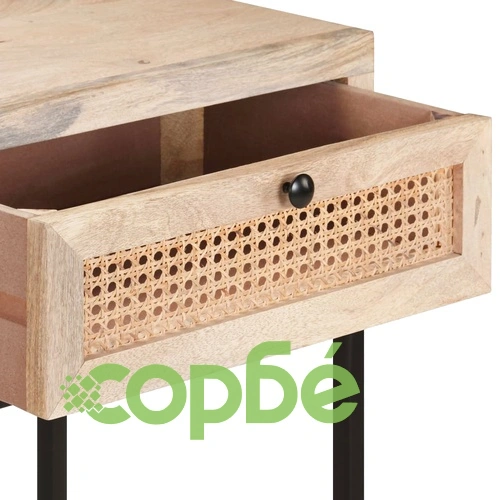 Конзолна маса, 100x35x76 см, манго масив и тръстика ➤ топ цена ➤ sorbe.bg