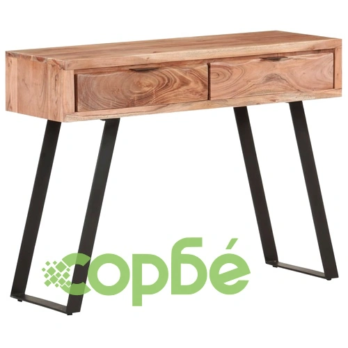 Конзолна маса, 100x35x76 cм, акация масив с живи ръбове ➤ топ цена ➤ sorbe.bg