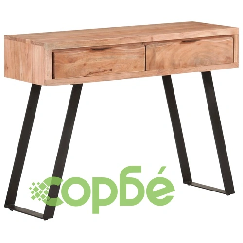 Конзолна маса, 100x35x76 cм, акация масив с живи ръбове ➤ топ цена ➤ sorbe.bg