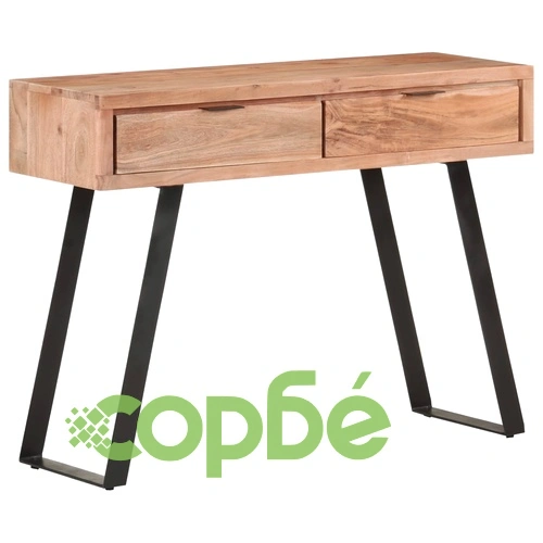 Конзолна маса, 100x35x76 cм, акация масив с живи ръбове ➤ топ цена ➤ sorbe.bg