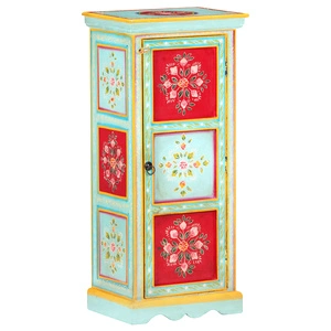 Ръчно декориран висок шкаф, 40x30x90 см, мангово дърво масив