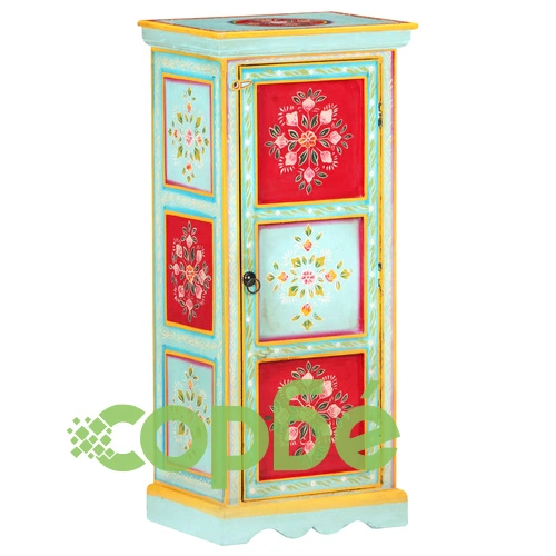 Ръчно декориран висок шкаф, 40x30x90 см, мангово дърво масив ➤ топ цена ➤ sorbe.bg