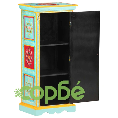 Ръчно декориран висок шкаф, 40x30x90 см, мангово дърво масив ➤ топ цена ➤ sorbe.bg