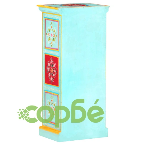 Ръчно декориран висок шкаф, 40x30x90 см, мангово дърво масив ➤ топ цена ➤ sorbe.bg