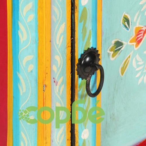 Ръчно декориран висок шкаф, 40x30x90 см, мангово дърво масив ➤ топ цена ➤ sorbe.bg