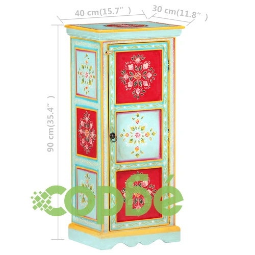 Ръчно декориран висок шкаф, 40x30x90 см, мангово дърво масив ➤ топ цена ➤ sorbe.bg