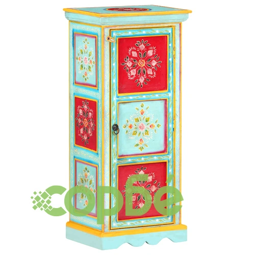 Ръчно декориран висок шкаф, 40x30x90 см, мангово дърво масив ➤ топ цена ➤ sorbe.bg