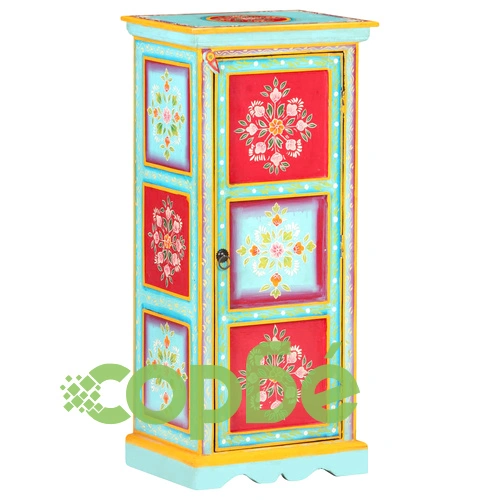 Ръчно декориран висок шкаф, 40x30x90 см, мангово дърво масив ➤ топ цена ➤ sorbe.bg