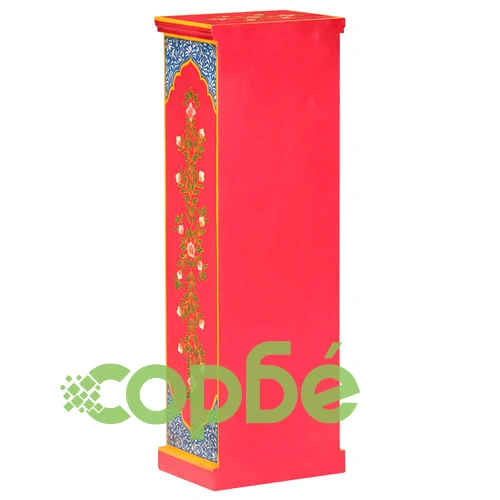 Ръчно декориран висок шкаф, 40x30x120 см, мангово дърво масив ➤ топ цена ➤ sorbe.bg