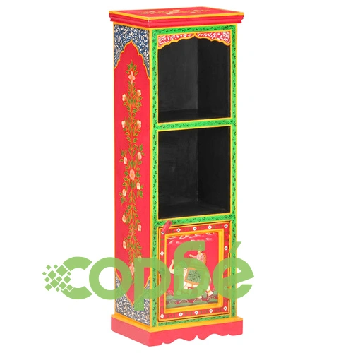 Ръчно декориран висок шкаф, 40x30x120 см, мангово дърво масив ➤ топ цена ➤ sorbe.bg