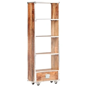 Библиотека, 56x28x163 см, грубо мангово дърво масив