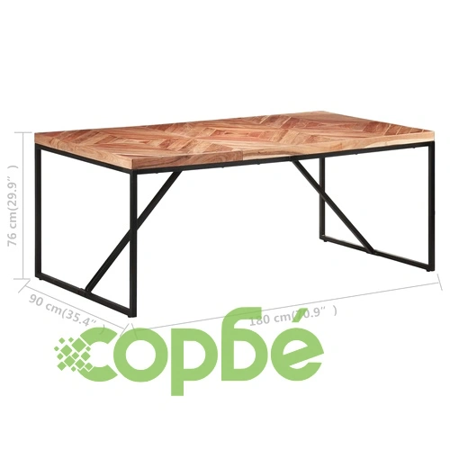 Трапезна маса, 180x90x76 cм, акация и манго масив ➤ топ цена ➤ sorbe.bg