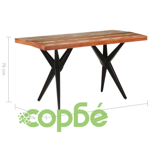 Трапезна маса, 140x70x76 см, регенерирано дърво масив ➤ топ цена ➤ sorbe.bg