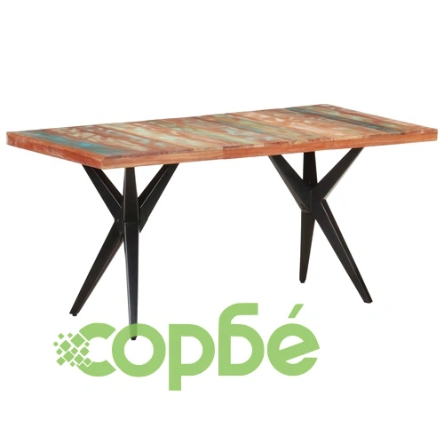 Трапезна маса, 160x80x76 см, регенерирано дърво масив ➤ топ цена ➤ sorbe.bg