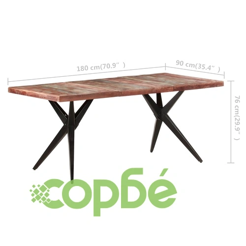 Трапезна маса, 180x90x76 см, регенерирано дърво масив ➤ топ цена ➤ sorbe.bg