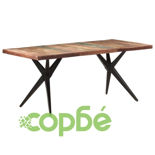 Трапезна маса, 180x90x76 см, регенерирано дърво масив ➤ топ цена ➤ sorbe.bg