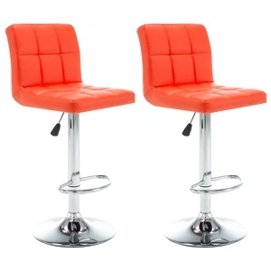 Бар табуретки, 2 бр, оранжеви, изкуствена кожа