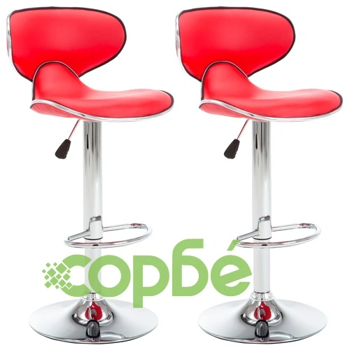 323645  Bar Stools 2 pcs Red Faux Leather ➤ топ цена ➤ sorbe.bg