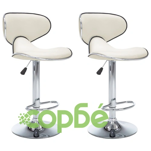 Бар табуретки, 2 бр, кремави, изкуствена кожа ➤ топ цена ➤ sorbe.bg