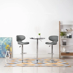 Бар табуретки, 2 бр, сиви, изкуствена кожа