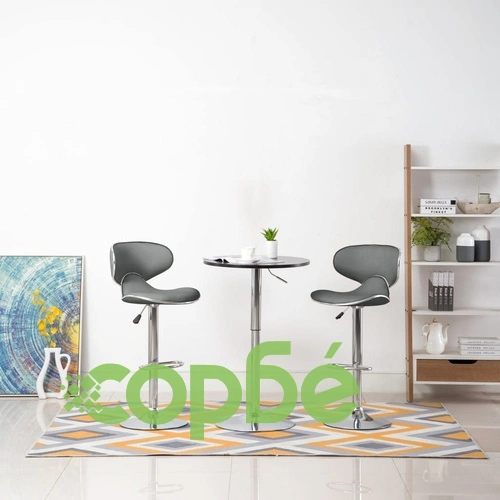 Бар табуретки, 2 бр, сиви, изкуствена кожа ➤ топ цена ➤ sorbe.bg