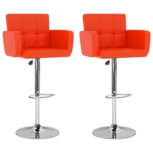 Бар табуретки, 2 бр, оранжеви, изкуствена кожа