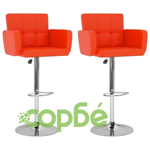Бар табуретки, 2 бр, оранжеви, изкуствена кожа ➤ топ цена ➤ sorbe.bg