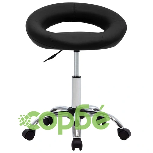 Стол с колелца, черен, изкуствена кожа ➤ топ цена ➤ sorbe.bg