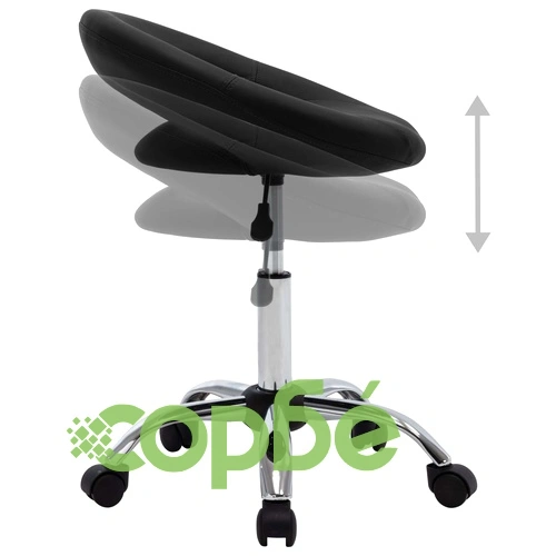 Стол с колелца, черен, изкуствена кожа ➤ топ цена ➤ sorbe.bg