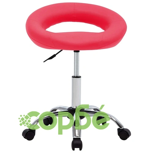 Стол с колелца, червен, изкуствена кожа ➤ топ цена ➤ sorbe.bg