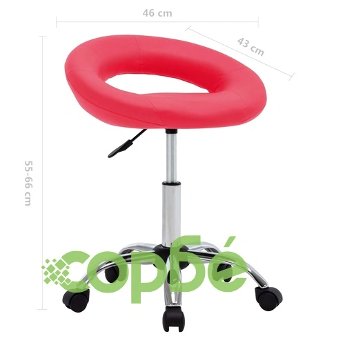 Стол с колелца, червен, изкуствена кожа ➤ топ цена ➤ sorbe.bg