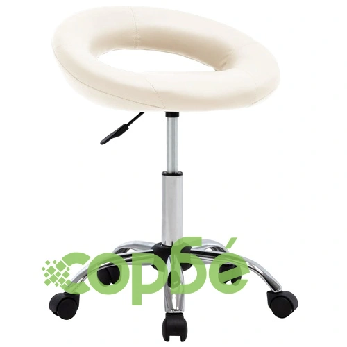 Стол с колелца, кремав, изкуствена кожа ➤ топ цена ➤ sorbe.bg