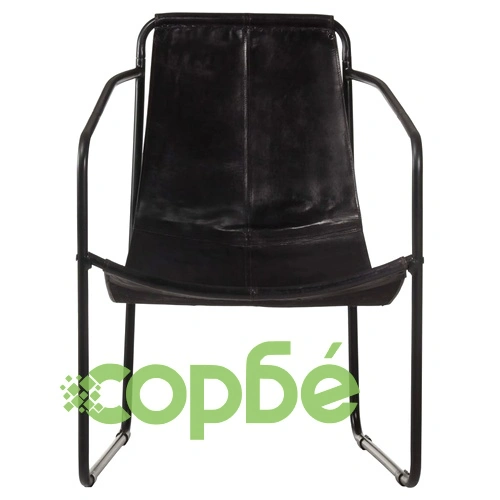 Фотьойл за релакс, черен, естествена кожа ➤ топ цена ➤ sorbe.bg