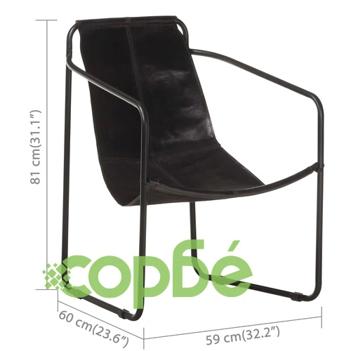 Фотьойл за релакс, черен, естествена кожа ➤ топ цена ➤ sorbe.bg