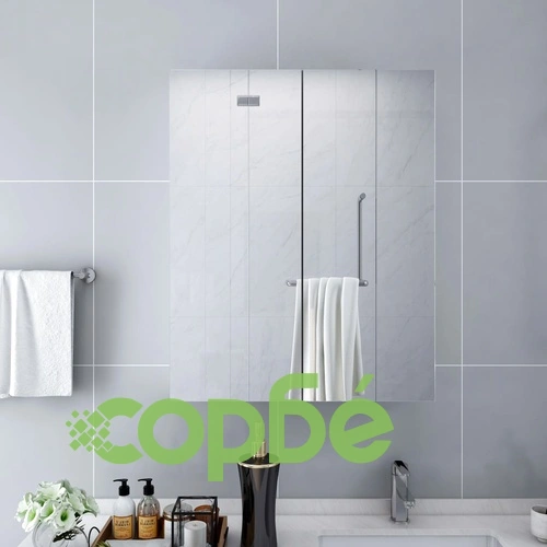 Шкаф с огледало за баня, бял, 60x15x75 см, МДФ ➤ топ цена ➤ sorbe.bg