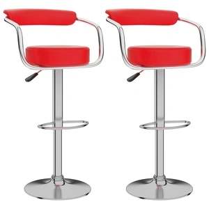 Бар табуретки, 2 бр, червени, изкуствена кожа