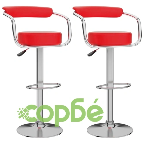 Бар табуретки, 2 бр, червени, изкуствена кожа ➤ топ цена ➤ sorbe.bg