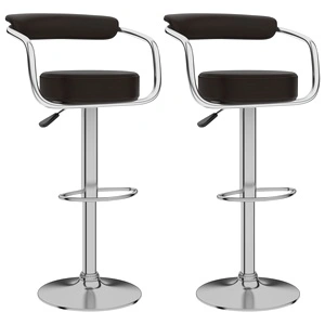 Бар табуретки, 2 бр, кафяви, изкуствена кожа