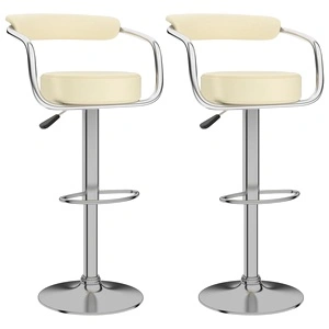Бар табуретки, 2 бр, кремави, изкуствена кожа